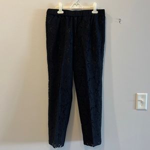 Elegant J Crew lace slacks, lined, with side slit pockets.